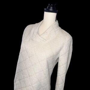 TALBOTS Faux Fur argyle quilted pullover women’s size Medium Petite